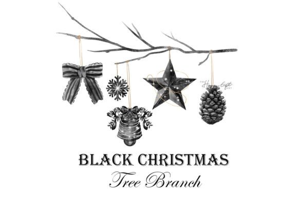 Black Christmas Tree Branch Clipart: Illustrations Review