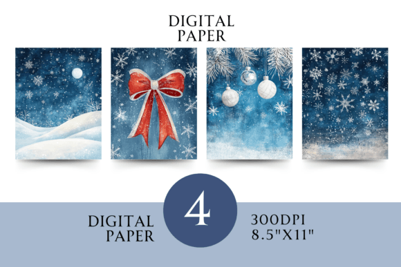Blue Christmas Digital Paper & Illustrations Review