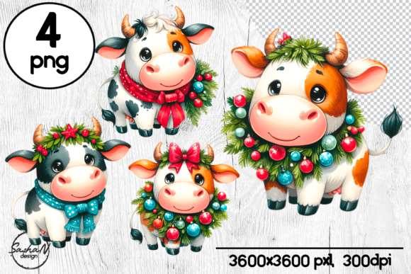 Cartoon Christmas Cow Clipart: Illustrations Review