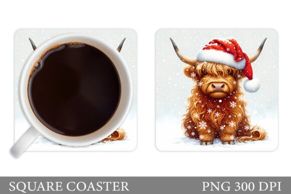 Christmas Cow Coaster: Festive Illustrations