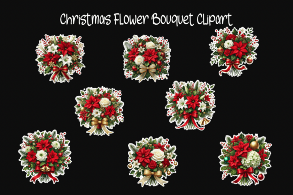 Christmas Flower Bouquet Clipart: Festive Illustrations