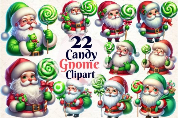Christmas Gnome with Candy Clipart for Illustrations