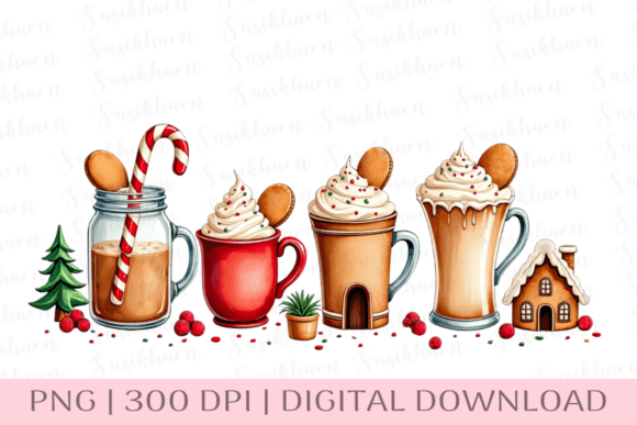 Christmas Hot Cocoa Clipart Holiday Illustrations
