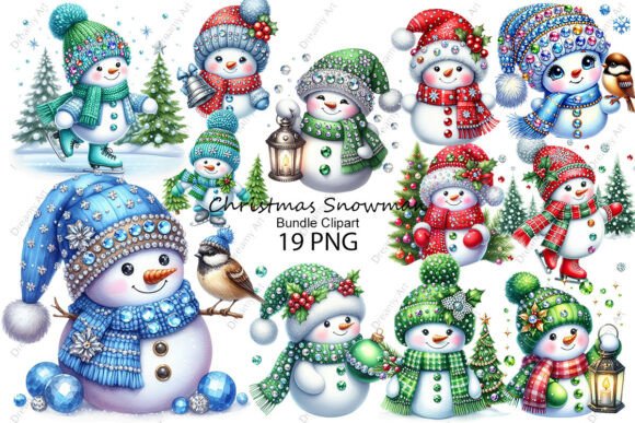 Christmas Snowman Bundle Clipart: Illustrations Review
