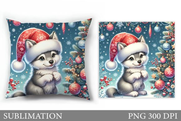 Christmas Wolf Pillow Sublimation: Illustrations for Crafters