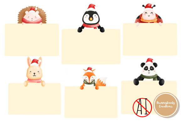 Cute Animal Christmas Text Box Illustrations Review