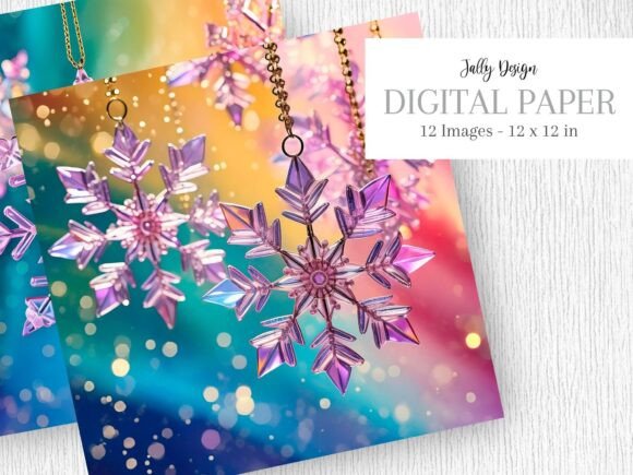 Luxury Lilac Glass Christmas Snowflakes: Illustrations