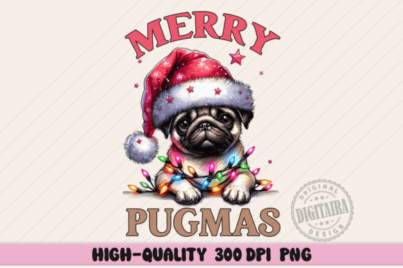 Merry Pugmas PNG: Festive Illustrations for Branding