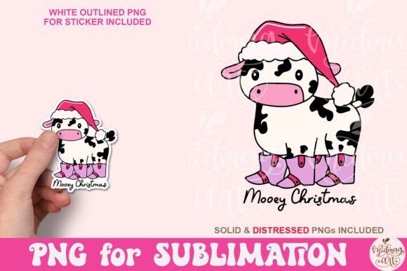 Mooey Christmas Cow Lover Club PNG: Festive Illustrations