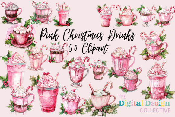 Pink Christmas Coffee Illustrations Review