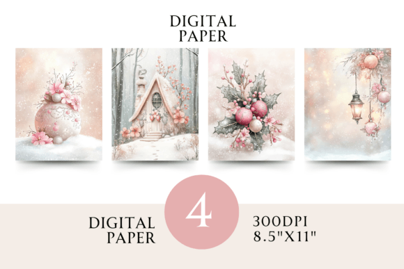 Pink Christmas Paper: Festive Illustrations for Sellers