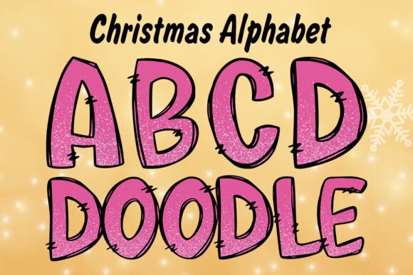 Pink Glitter Christmas Alphabet Png: Festive Illustrations
