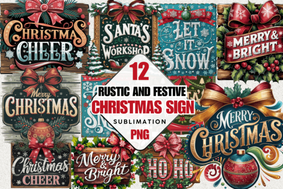 Rustic Christmas Sign Illustrations Review