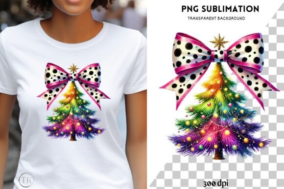 Trendy Coquette Christmas Tree PNG: Illustrations for Branding